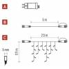 EMOS Lighting D1CC03 Základná sada pre štandardné spojovacie reťaze - rampúchy, 2,5 m, vonkajšie, studená biela, časovač