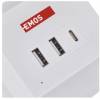 EMOS P0212CQ Prodlužovací kabel - kostka 2 m / 2 zásuvky / bílý / 2×USB-A + 1×USB-C+Qi / 1,5 mm2