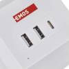 EMOS P0222CQ Verlängerungskabel - Würfel 2 m / 2 Buchsen / weiß / 2×USB-A+1×USB-C+Qi / 1,5 mm2