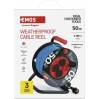 EMOS P08550W Weatherproof drum extension cable 50 m / 4 sockets / blue / silicone / 230 V / 1.5 mm2