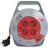 EMOS P19410N Extension cable on reel 10 m / 4 sockets / red / PVC / 230 V / 1 mm2