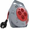 EMOS P19410N Extension cable on reel 10 m / 4 sockets / red / PVC / 230 V / 1 mm2