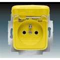 ABB 5519B-A02387 Y Single socket, protected, with cap, with screwless. with cap, with clamps, yellow