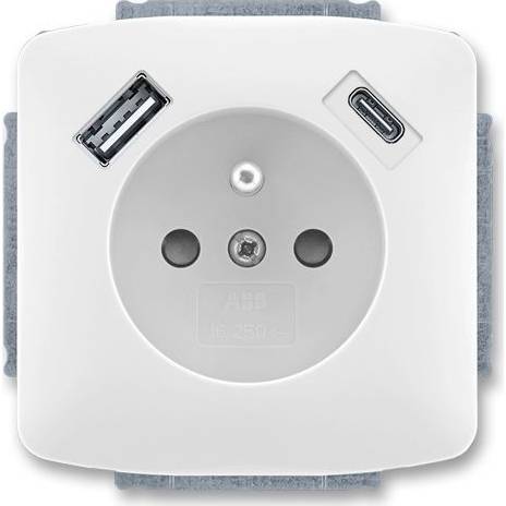 5569A-A32357 B Socket 1-pin with plug, with screens, with 2x USB charging A+C