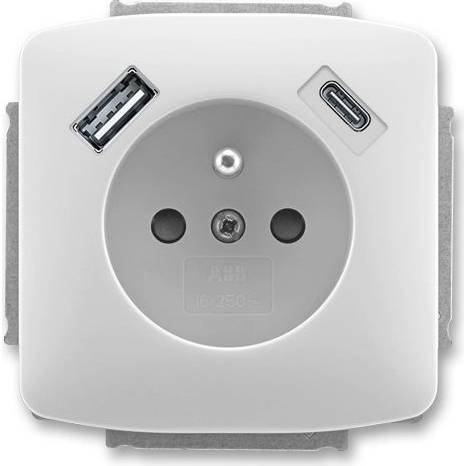 5569A-A32357 B Socket 1-pin with plug, with screens, with 2x USB charging A+C