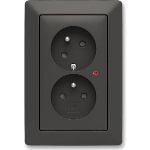 ABB 5593T-C02357 237 Double socket with protection pins, with shields, with rotated cavity, with surge protector