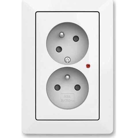 ABB 5593T-C02357 500 Zoni double socket with protection pins, with shields, with rotated cavity, with surge protector