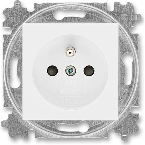 Levit 6619H-A06357 03 screwless socket, with protective pin, with screens, white/white