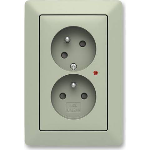 ABB Zoni Double socket with shield and rotated cavity and surge protector 5593T-C02357 143