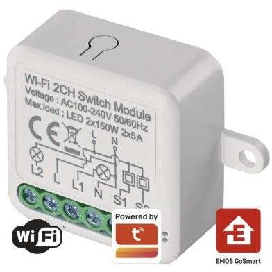 EMOS H5106 GoSmart modul spínací IP-2102SW, Wi-Fi, 2-kanálový