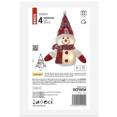 EMOS Lighting DCFW04 LED Christmas snowman, 25 cm, 3x AA, indoor, warm white