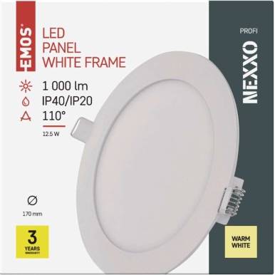 EMOS Lighting ZD1134 LED vestavné svítidlo NEXXO, kruhové, bílé, 12,5W, teplá bílá