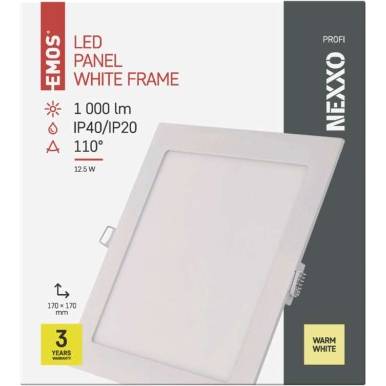 EMOS Lighting ZD2134 LED vstavané svietidlo NEXXO, štvorcové, biele, 12,5 W, teplá biela