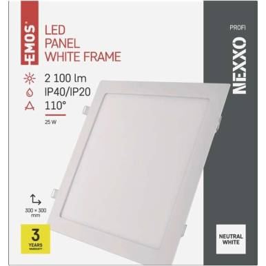 EMOS Lighting ZD2155 LED vstavané svietidlo NEXXO, štvorcové, biele, 25 W, neutrálna biela