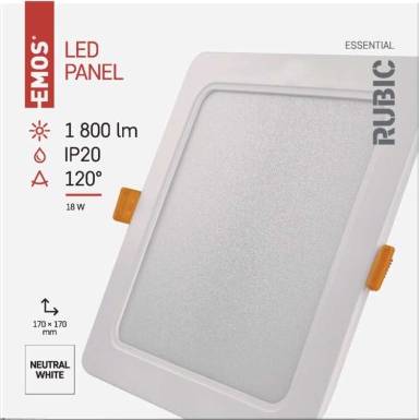 EMOS Lighting ZD2442 LED vstavané svietidlo RUBIC, štvorcové, 18W neutrálna biela