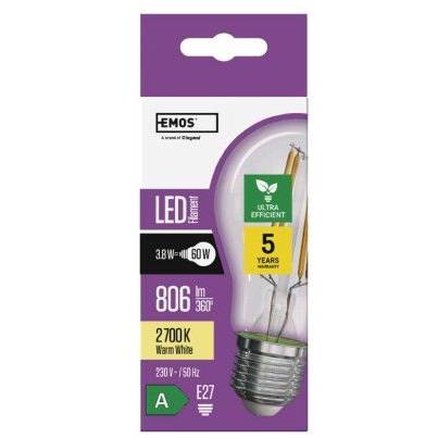 EMOS Lighting ZF5147 LED bulb Filament A60 / E27 / 3,8 W (60 W) / 806 lm / warm white
