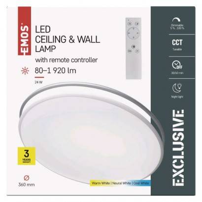 EMOS Lighting ZM5165 LED přisazené svítidlo, kruhové 24W, stmív. se změnou CCT