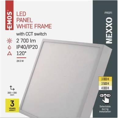 EMOS Lighting ZM6153 LED přisazené svítidlo NEXXO, čtvercové, bílé, 28,5W, se změnou CCT