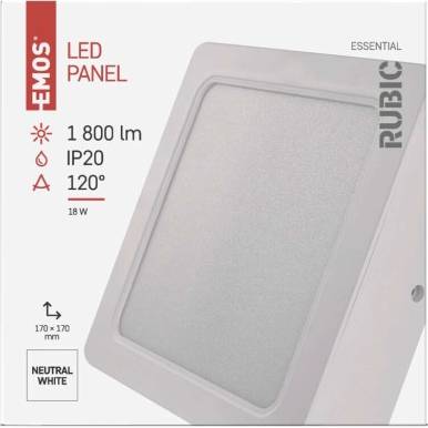 EMOS Lighting ZM6442 LED přisazené svítidlo RUBIC, čtvercové, 18W neutrální bílá