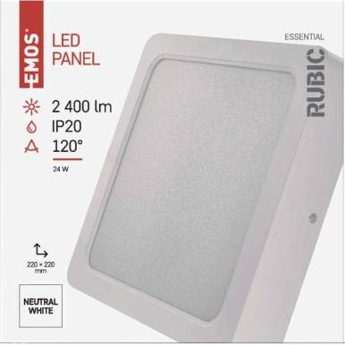 EMOS Lighting ZM6452 LED svietidlo RUBIC, štvorcové, 24W neutrálna biela