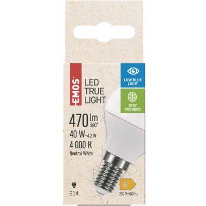 EMOS Lighting ZQ1226 LED žiarovka True Light 4,2W E14 neutrálna biela