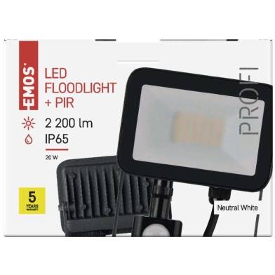 EMOS Lighting ZS2722 LED reflektor PROFI so snímačom pohybu, 20 W neutrálna biela