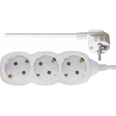 EMOS P0322 Extension cable 2 m / 3 sockets / white / PVC / 1 mm2