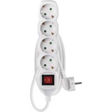 EMOS P1421R Extension cable 1,5 m / 4 sockets / with switch / white / PVC / 1,5 mm2