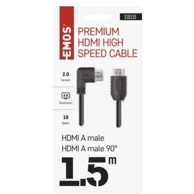 EMOS S10110 HDMI 2.0 vysokorýchlostný kábel A vidlica - A vidlica 90° 1,5 m