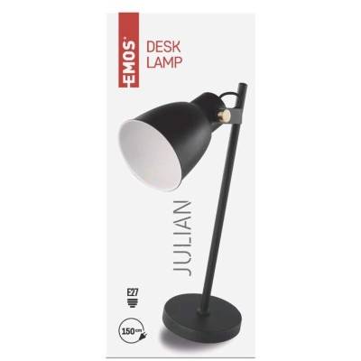 EMOS Z7621B Stolná lampa JULIAN pre žiarovku E27, čierna