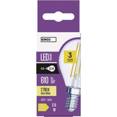 EMOS ZF1240 LED žiarovka Mini Globe 6W E14 teplá biela