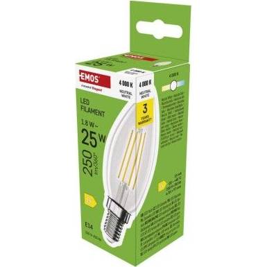 EMOS ZF3D03 LED žárovka Filament svíčka / E14 / 1,8 W (25 W) / 250 lm / neutrální bílá