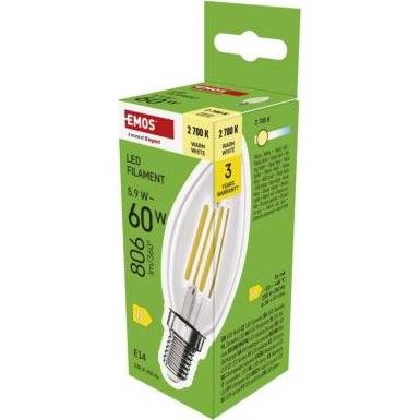 EMOS ZF3D42 LED filament candle bulb / E14 / 5,9 W (60 W) / 806 lm / warm white