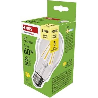 EMOS ZF5D42 LED bulb Filament A60 / E27 / 5,9 W (60 W) / 806 lm / warm white