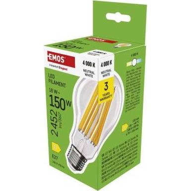 EMOS ZF5D83 LED žárovka Filament A70 / E27 / 18 W (150 W) / 2452 lm / neutrální bílá