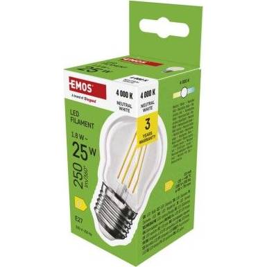 EMOS ZF6D03 LED žárovka Filament Mini Globe / E27 / 1,8 W (25 W) / 250 lm / neutrální bílá