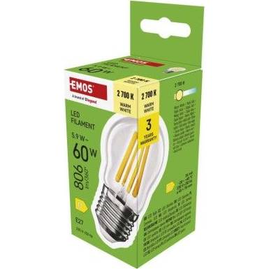 EMOS ZF6D42 LED žárovka Filament Mini Globe / E27 / 5,9 W (60 W) / 806 lm / teplá bílá