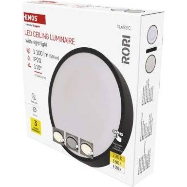 EMOS ZM4401 LED-Leuchte RORI rund, schwarz, 17W, mit CCT-Wechsel