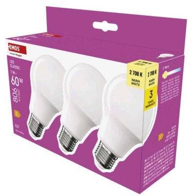 EMOS ZQ5E41.3 LED bulb Classic A60 / E27 / 7 W (60 W) / 806 lm / warm white