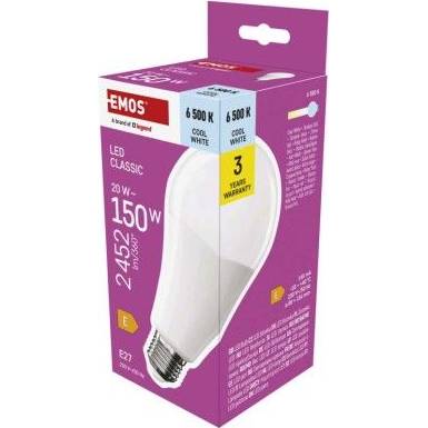 EMOS ZQ5E84 LED žárovka Classic A80 / E27 / 20 W (150 W) / 2452 lm / studená bílá