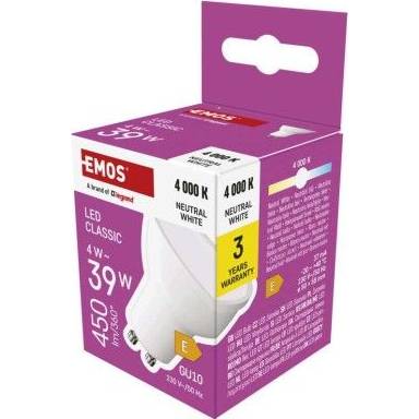 EMOS ZQ8E23 LED žárovka Classic MR16 / GU10 / 4 W (39 W) / 450 lm / neutrální bílá