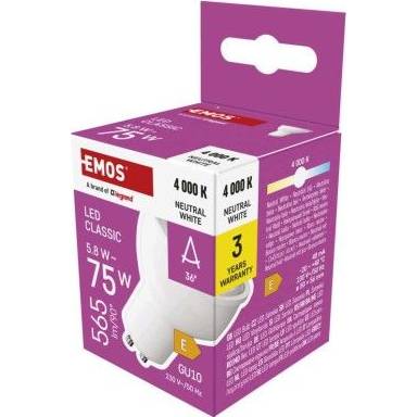 EMOS ZQ8E33N LED žárovka Classic MR16 / GU10 / 5,8 W (75 W) / 565 lm / neutrální bílá