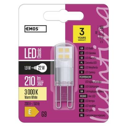 EMOS ZQ9526 LED žiarovka Classic JC 1,9W G9 teplá biela