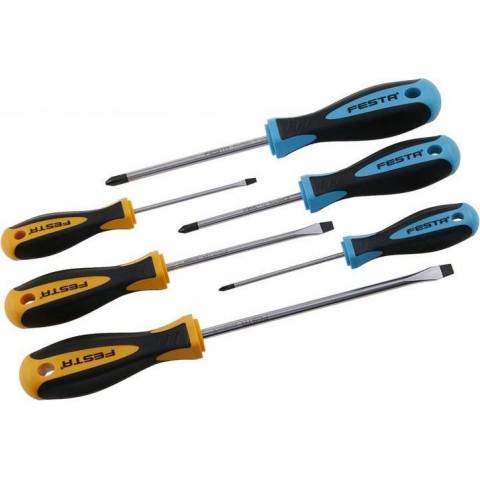 Festa 18403.01 Set of 6-part flat and Phillips screwdrivers