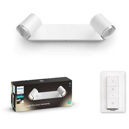 Philips 34179/31/P6 Hue Adore SVÍTIDLO BODOVÉ LED GU10 5W 2x350lm 2200-6500K IP44, bílá + dimmer switch BT