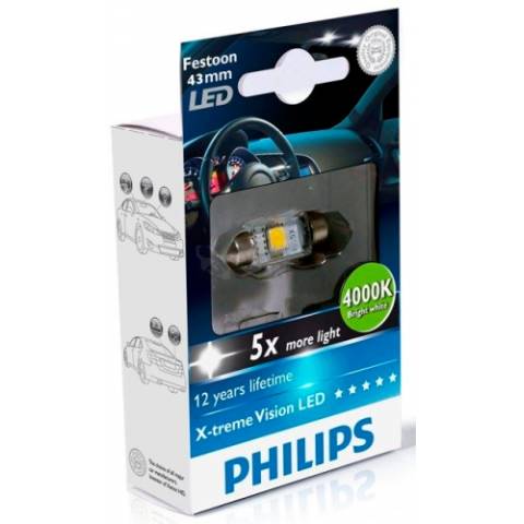 LED Car bulb Philips X-tremeVision 129454000KX1 C5W SV8,5 12V 1W
