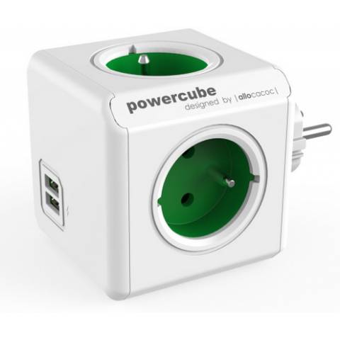 Napájecí kostka PowerCube zapojení přímo zásuvkou 230V USB /GREEN/