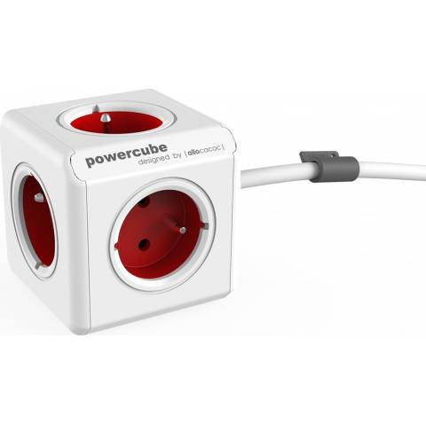 Power Cube Zásuvka PowerCube s predlžovacím káblom 1,5 m na 230 V ČERVENÁ