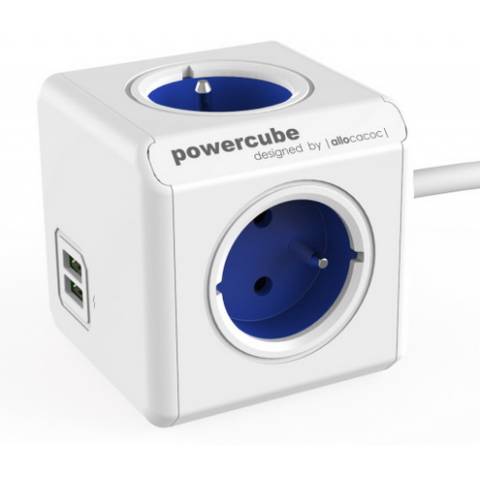 Zásuvka Power Cube PowerCube s predlžovacím káblom 1,5 m na 230 V USB /MODRÁ/