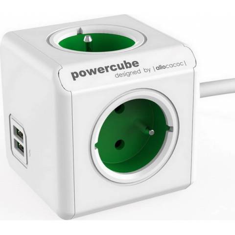 Zásuvka Power Cube PowerCube s predlžovacím káblom 1,5 m na 230 V USB /ZELENÁ/